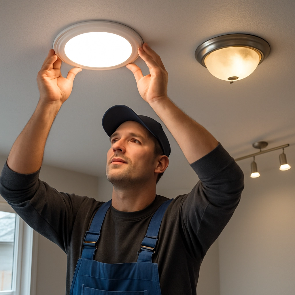 Lighting upgrades installed by Jhony Construction electrician